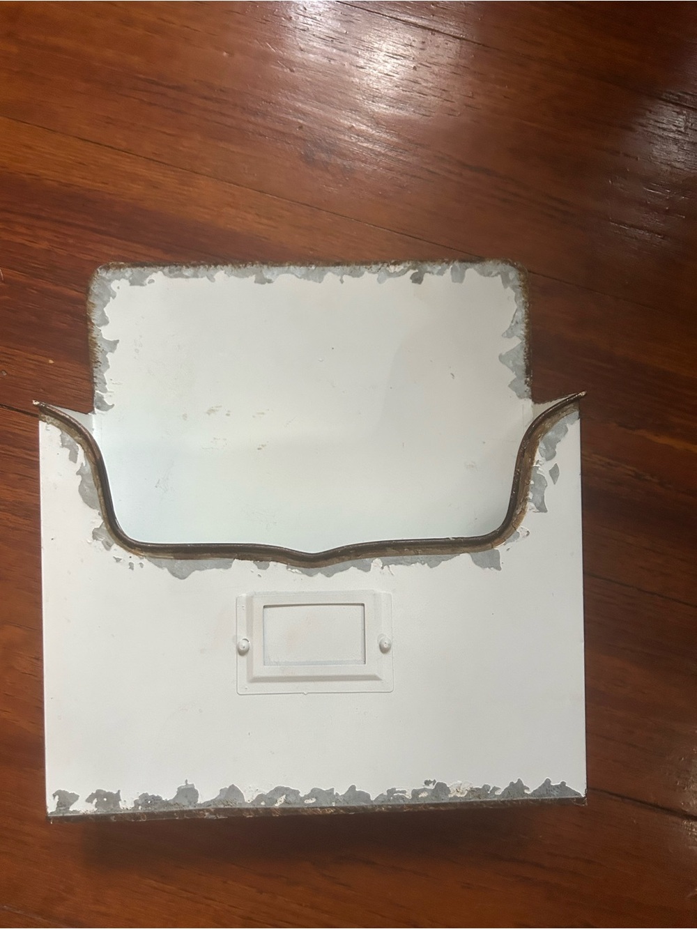 White Metal Wall Mail Holder with Distressed Edges